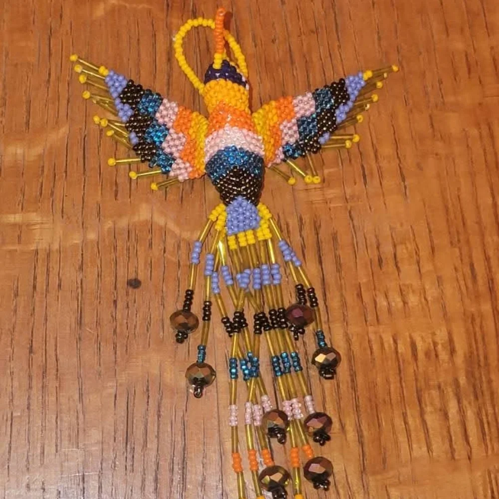 Handmade Beaded Hummingbird made by the Mayan Women of Guatemala. - Picture 5 of 6